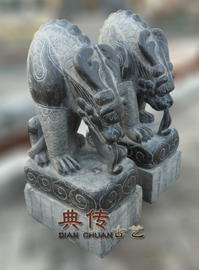 仿古石雕青石做旧吸水兽动物摆件