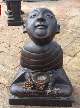 仿古石雕天然青石做旧人物摆件