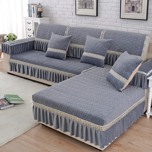 欧式水晶绒沙发垫毛绒防滑通用123组合布艺贵妃全包短绒沙发巾