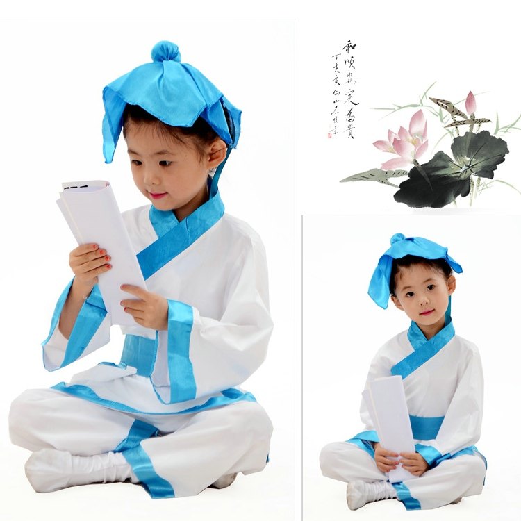 儿童汉服幼儿国学弟子规表演服三字经书童演出服装开笔礼古装汉服