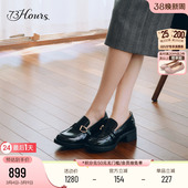 英伦风黑色皮鞋 73hours女鞋 厚底增高乐福鞋 新款 布里克巷2026春季