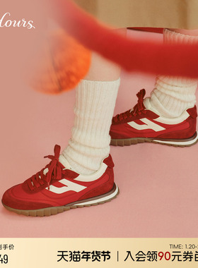 小桃同款 73hours女鞋小饼干2025春季新款红色德训鞋阿甘鞋休闲鞋