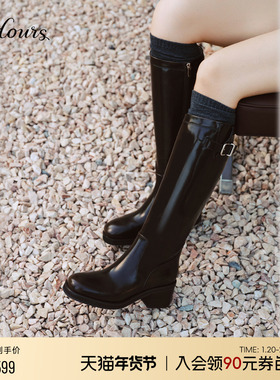 73hours女鞋科切拉狂欢2025冬季新款擦色长筒骑士靴显瘦高筒靴子