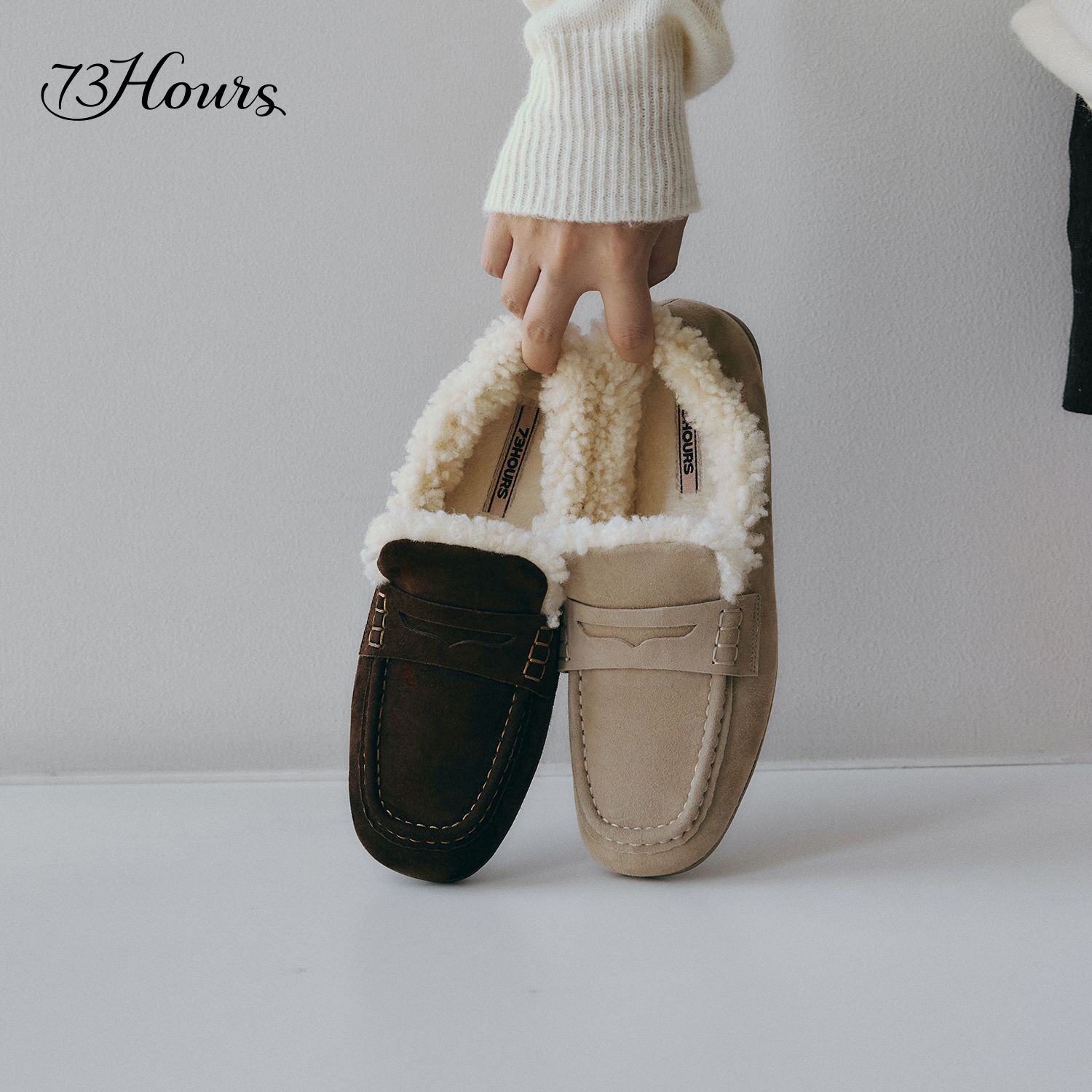 73hours保暖毛毛鞋舒适乐福鞋