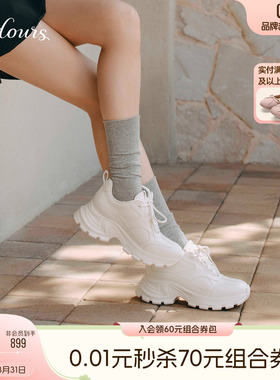 73hours女鞋松软蹦床春秋新款厚底白色老爹鞋小白鞋运动休闲鞋女