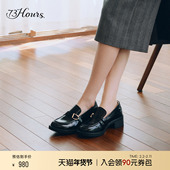 布里克巷2026春季 新款 厚底增高乐福鞋 73hours女鞋 英伦风黑色皮鞋