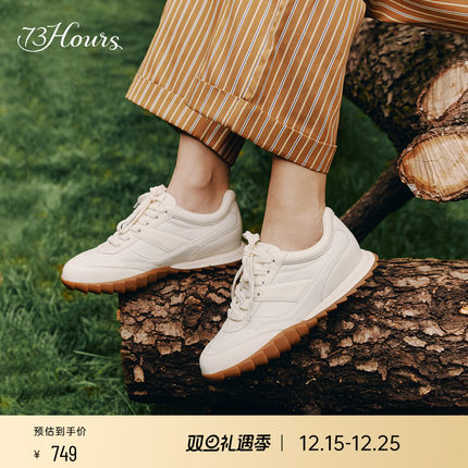73hours女鞋小饼干2025春季新款软底休闲复古德训鞋运动小白鞋女