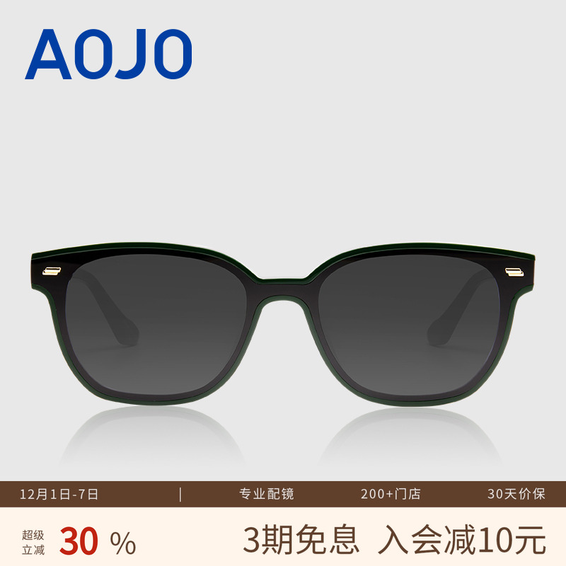 AOJO防紫外线小方圆框墨镜