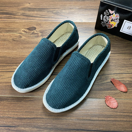 手工老北京千层底防臭灯芯绒布鞋