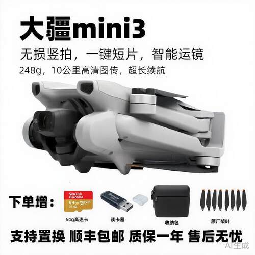 大疆DJI/MINI3无人机智能运镜无损竖拍一键短片超长续航99新