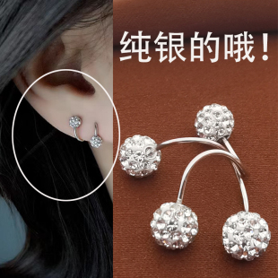 S925纯银耳钉2026新款 养耳洞耳骨钉女小众设计感耳环满钻耳饰 爆款