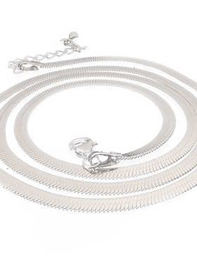 纯银项链女蛇骨链黄金色锁骨链