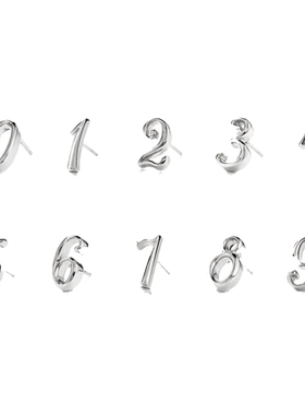 S999纯银数字耳钉女养耳洞耳骨钉