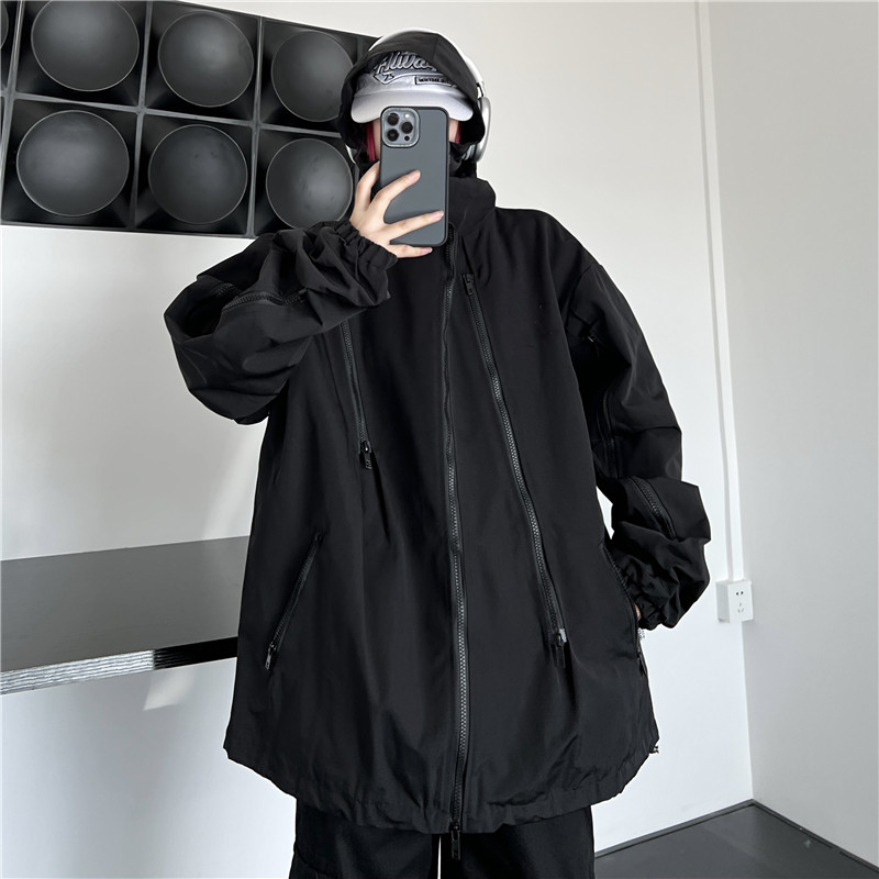 韩版ins户外登山防水运动夹克 男女潮牌宽松连帽冲锋衣C7916P85图片