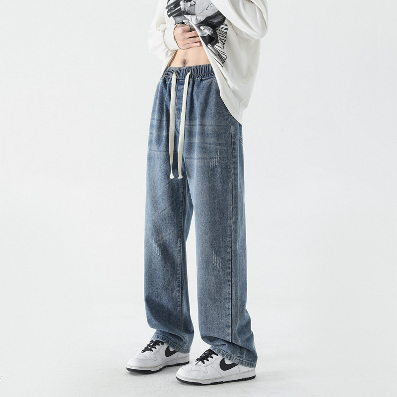 开春现货港风复古磨烂洗水高品绳牛仔裤N2307P50,男装牛仔裤,星座914-1