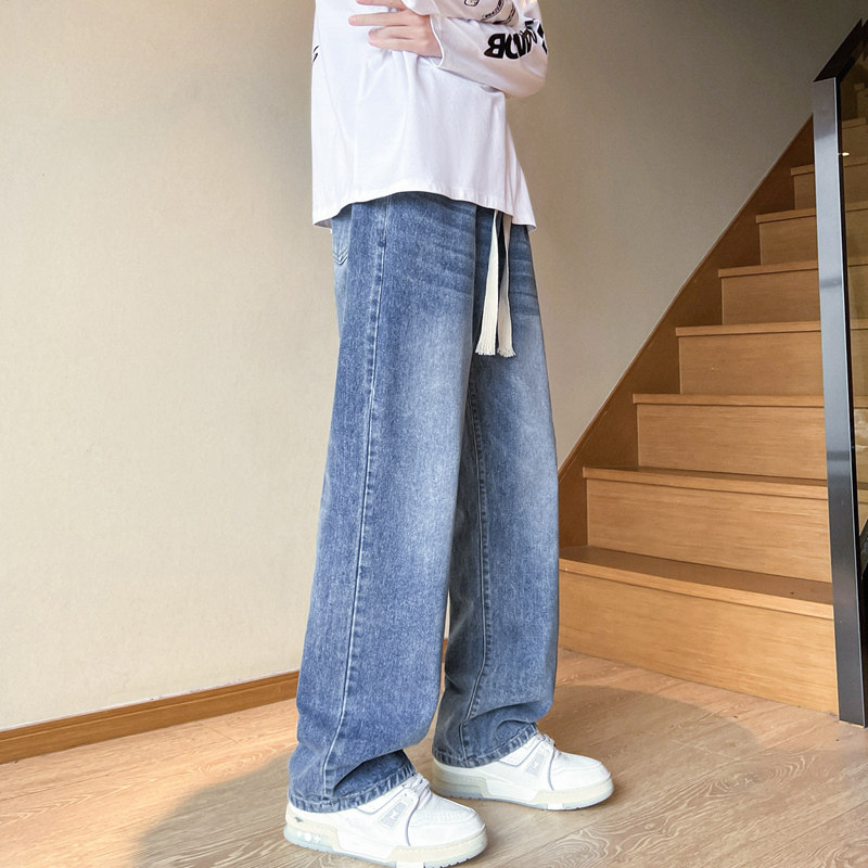 直播爆品！牛仔裤港风潮牌宽松直筒渐变色长裤子N2308P50,男装牛仔裤,星座914-1