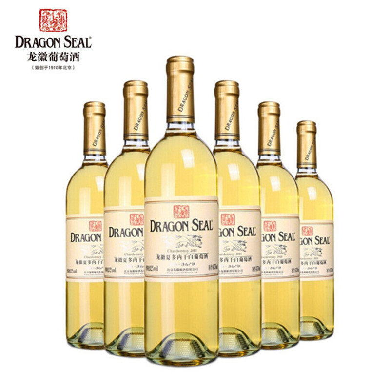 京华珍酿龙徽夏多内干白葡萄酒砂石产区12度750mlx6瓶整箱装包邮