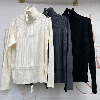 水木工芳2025冬季新款百搭显瘦休闲立领双拉链毛衣衣女9152