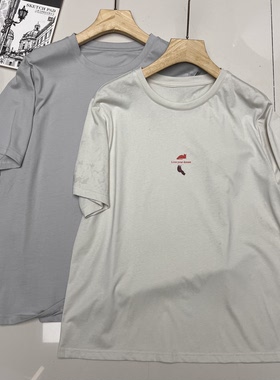 水木工芳品牌货-韩系小清新-正肩小图案-宽松短袖T恤上衣755