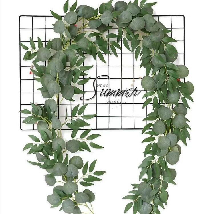 仿真尤加利叶藤条假花绿植装饰塑料柳树叶婚庆插花配材植物墙背景