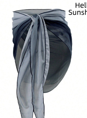 2025新款欧美度假宽松休闲度假比基尼沙滩围裙渐变色黄色罩衫