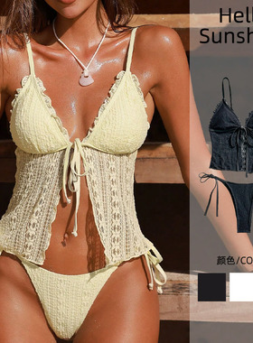2026新款欧美蕾丝双层面料比基尼泳衣时尚性感泳装两件套bikini