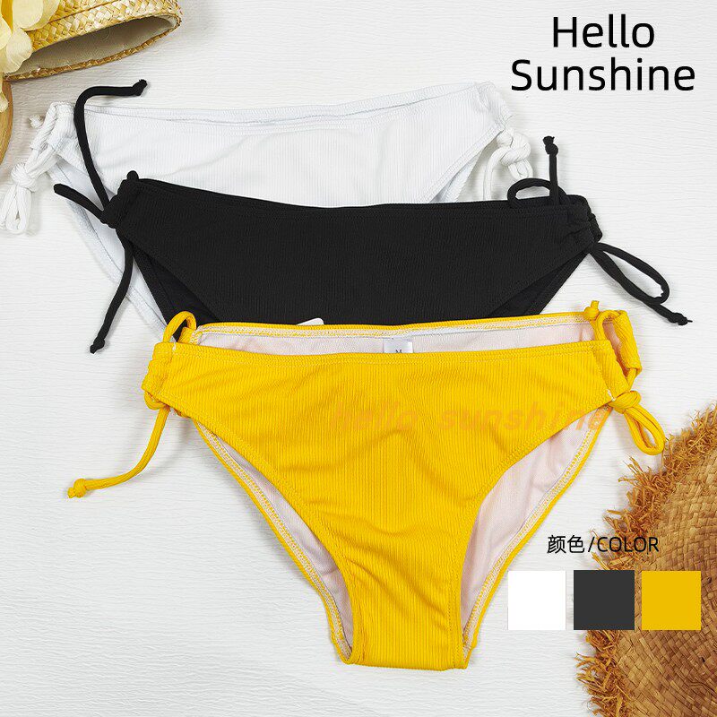 比基尼泳衣女款白色纯色性感显白仅单裤子沙滩温泉bikini黑色泳裤