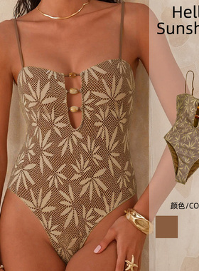 26爆款夏日波西米亚度假吊带露背连体泳装特殊面料性感小清新泳衣