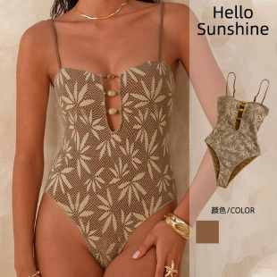 26爆款 特殊面料性感小清新泳衣 夏日波西米亚度假吊带露背连体泳装