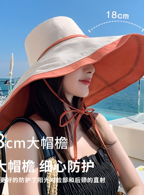 遮阳帽防晒超大檐夏季双面超大檐