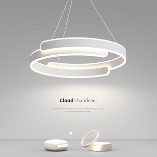 意式 餐厅吊灯现代简约极简圆环家用大气卧室餐厅灯智能控制吊灯