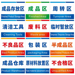 原材料放置区生产车间分区牌仓库区域牌指示牌工厂不合格区半成品区标识牌包装区临时暂放区指示牌标志牌定做