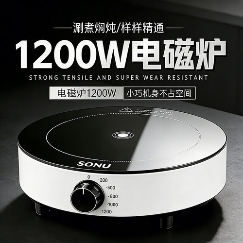 新款电磁炉家用1200W小功率迷你小型露营火锅车载旅行户外便携式