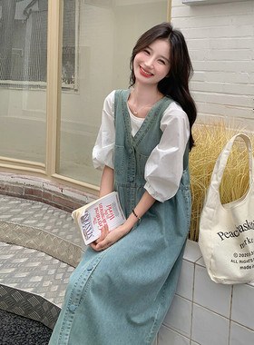 【新款-已出货】好卖退货低白T 牛仔裙两件套2C131-601-P135K188