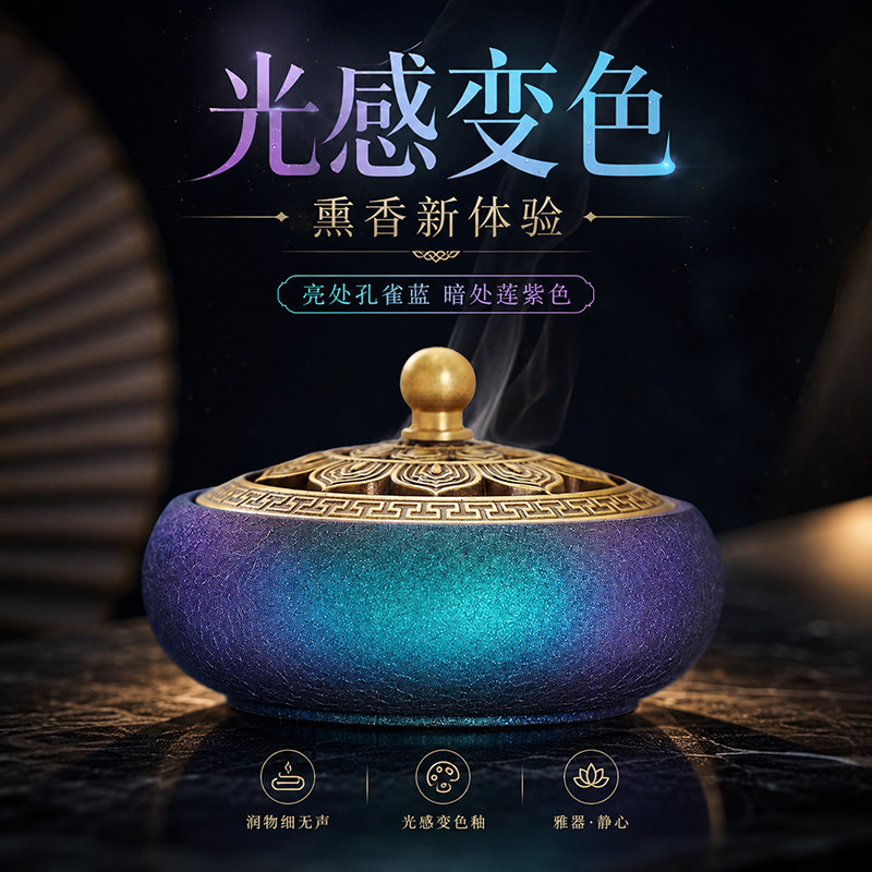 青沉变色香炉家用室内纯铜香薰炉图片
