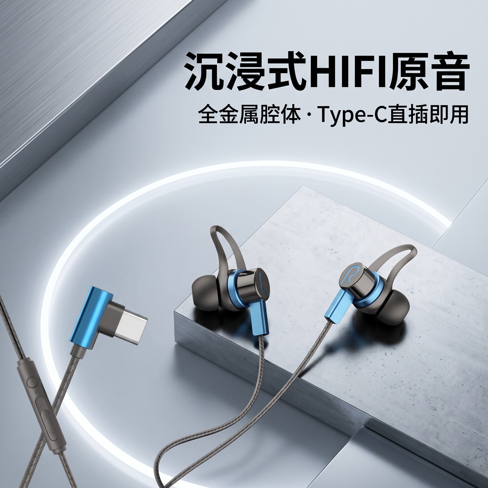 有线耳机type接口新款圆头插孔手机适用于OPPO小红米vivo安卓通用