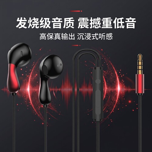 入耳式有线耳机typec高音质适用于vivo小米OPPO圆孔耳塞通用降噪