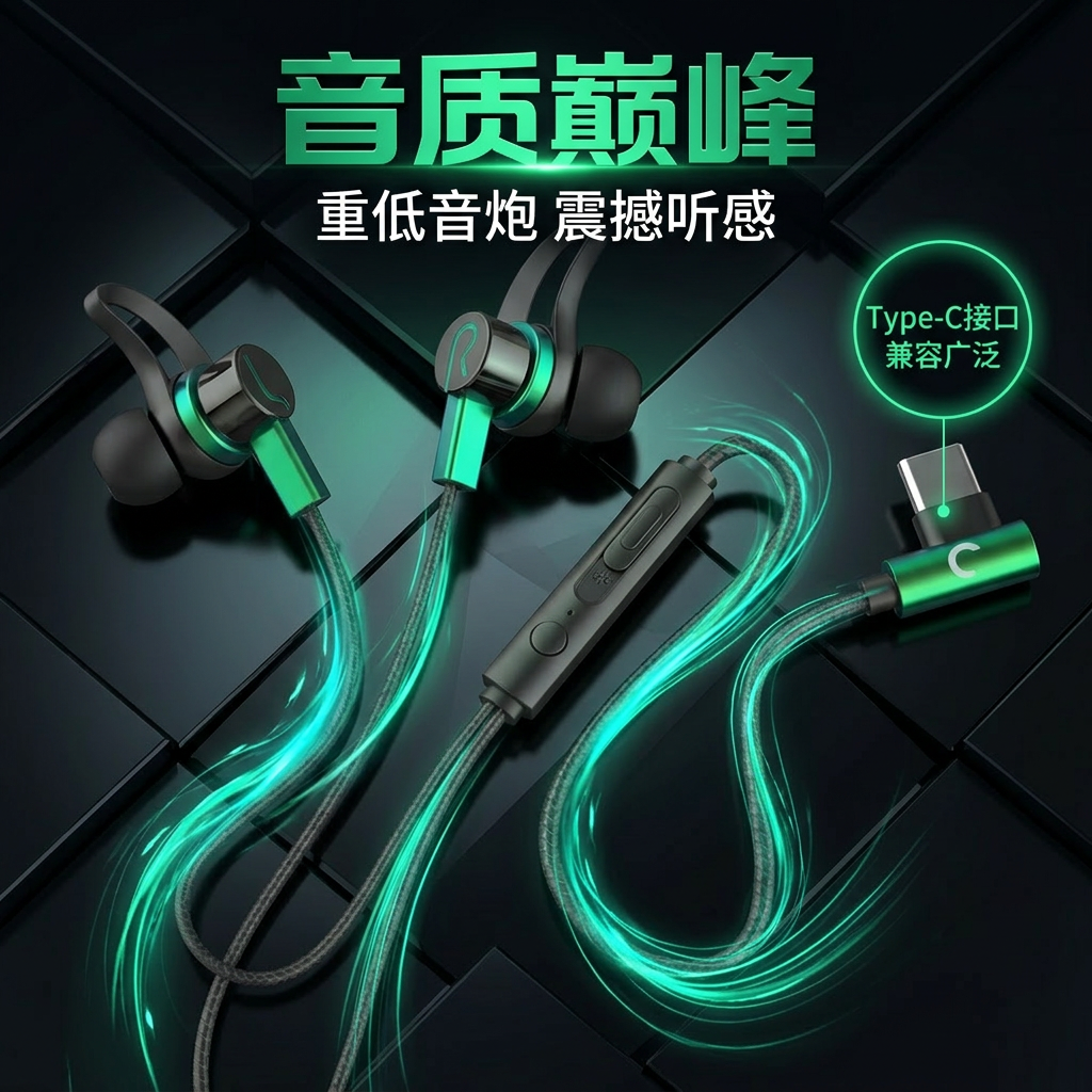 有线耳机入耳式HIFI高音质K歌游戏适用于华为小米OPPO三星通用