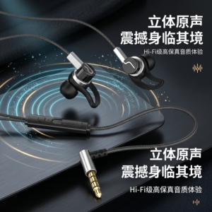 有线耳机高音质重低音type-c带麦K歌适用于华为vivo小米OPPO通用