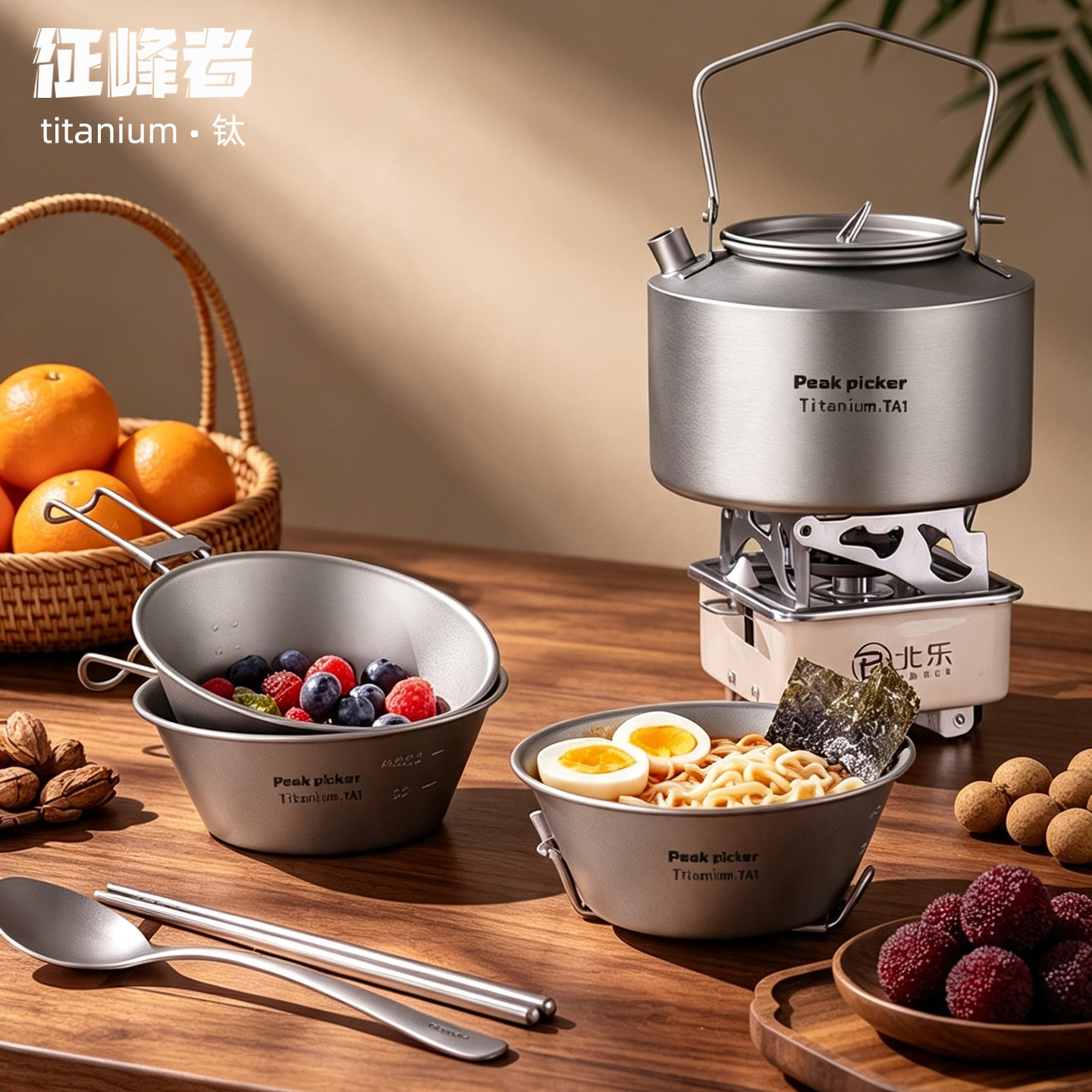 纯钛雪拉碗便携折叠露营煮茶