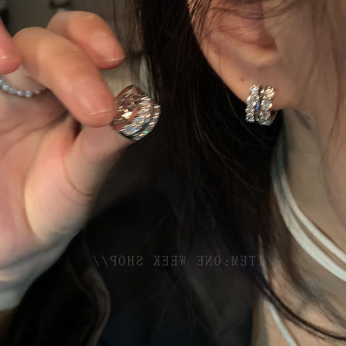 小众高级感耳环女锆石闪钻