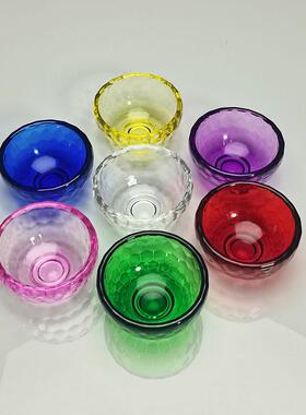 七彩色玻璃碗供奉斋碗透明拜佛前供碗小号家用玻璃碗室内佛具用品