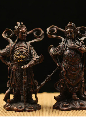 纯铜关公伽蓝佛像摆件韦陀菩萨