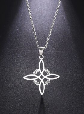 Wicca Witchcraft Witch Knot Necklace Stainless Steel Choker
