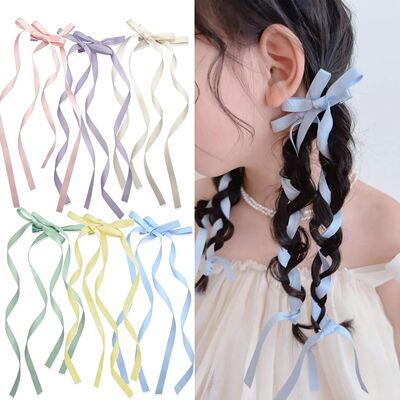 Sweet Ribbon Long Bow Hair Claw Clip for Women Girls Kawaii