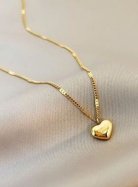 1pcs Gold-color Necklace Ms Simple Fashion Peach Heart Engra