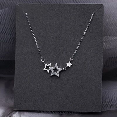 New Star Necklace Shiny Zircon Pentagram Clavicle Chain Exqu
