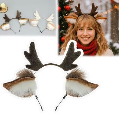 Lolita Plush Deer Ears Reindeer Antler Headband Cute Festiva
