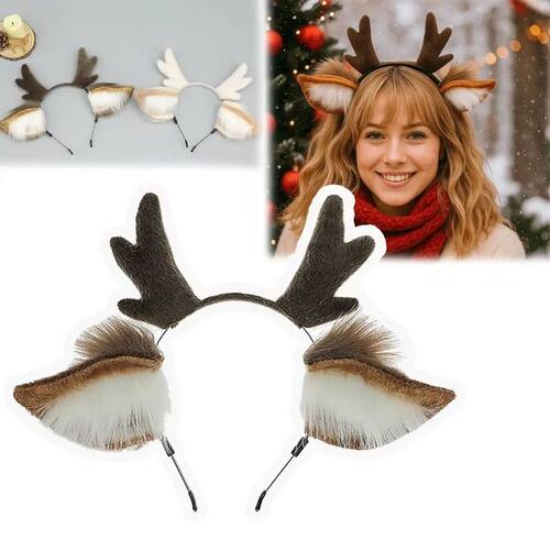 Lolita Plush Deer Ears Reindeer Antler Headband Cute Festiva