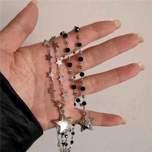 Kpop Cool Punk Vintage Star Pendant Chains Necklace For Men